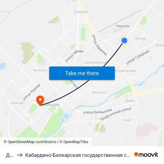 Досааф to Кабардино-Балкарская государственная сельскохозяйственная академия имени В.М. Кокова. map