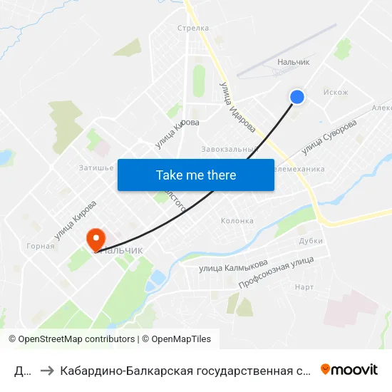 Досааф to Кабардино-Балкарская государственная сельскохозяйственная академия имени В.М. Кокова. map
