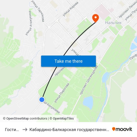 Гостиница Синдон to Кабардино-Балкарская государственная сельскохозяйственная академия имени В.М. Кокова. map