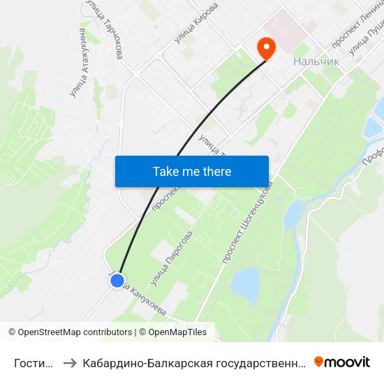 Гостиница Синдон to Кабардино-Балкарская государственная сельскохозяйственная академия имени В.М. Кокова. map