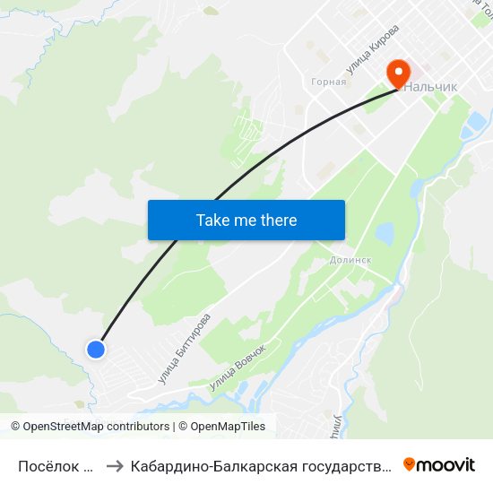 Посёлок Цементного Завода to Кабардино-Балкарская государственная сельскохозяйственная академия имени В.М. Кокова. map