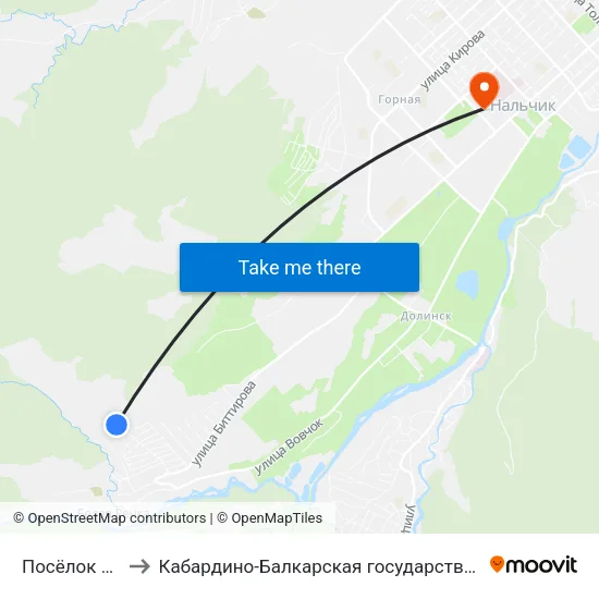 Посёлок Цементного Завода to Кабардино-Балкарская государственная сельскохозяйственная академия имени В.М. Кокова. map