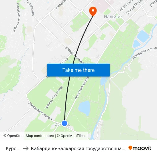 Курортный Зал to Кабардино-Балкарская государственная сельскохозяйственная академия имени В.М. Кокова. map