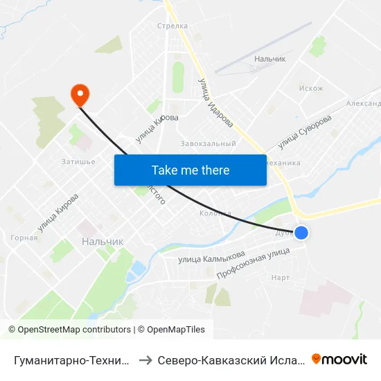 Гуманитарно-Технический Колледж to Северо-Кавказский Исламский Университет map