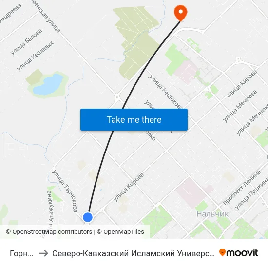 Горная to Северо-Кавказский Исламский Университет map