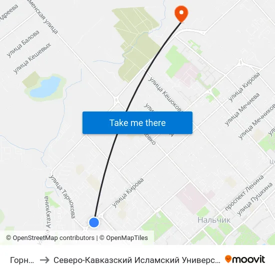 Горная to Северо-Кавказский Исламский Университет map