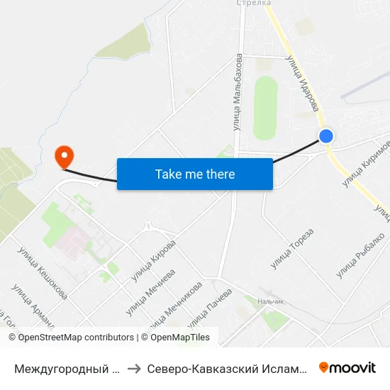 Междугородный Автовокзал to Северо-Кавказский Исламский Университет map