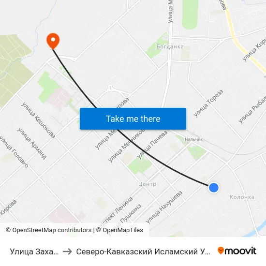 Улица Захарова to Северо-Кавказский Исламский Университет map
