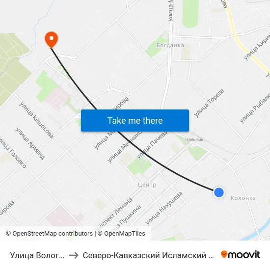 Улица Вологирова to Северо-Кавказский Исламский Университет map