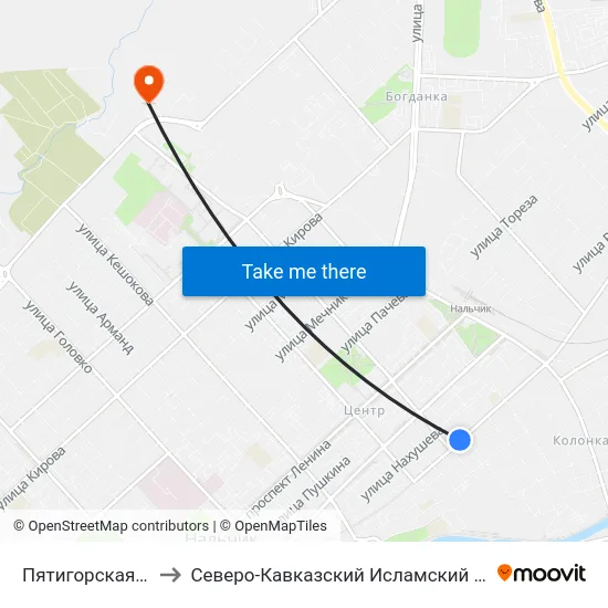 Пятигорская Улица to Северо-Кавказский Исламский Университет map