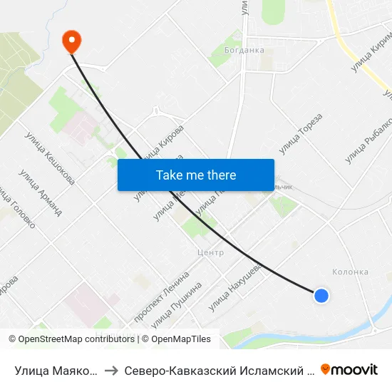 Улица Маяковского to Северо-Кавказский Исламский Университет map