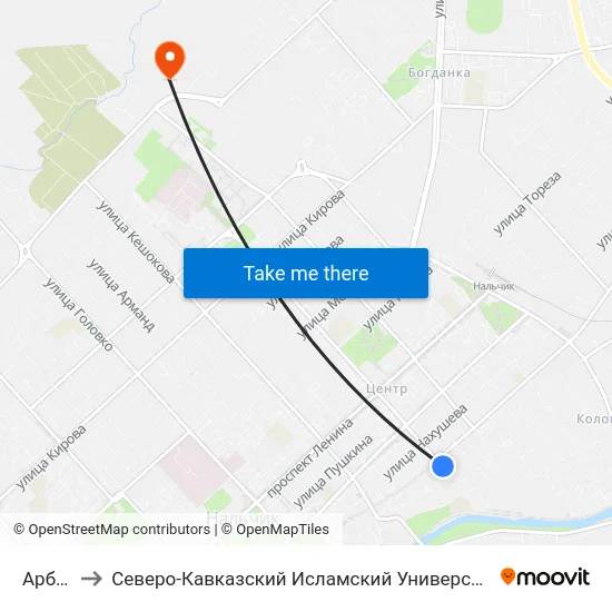Арбат to Северо-Кавказский Исламский Университет map