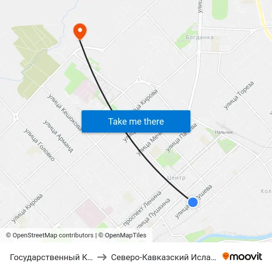 Государственный Концертный Зал to Северо-Кавказский Исламский Университет map
