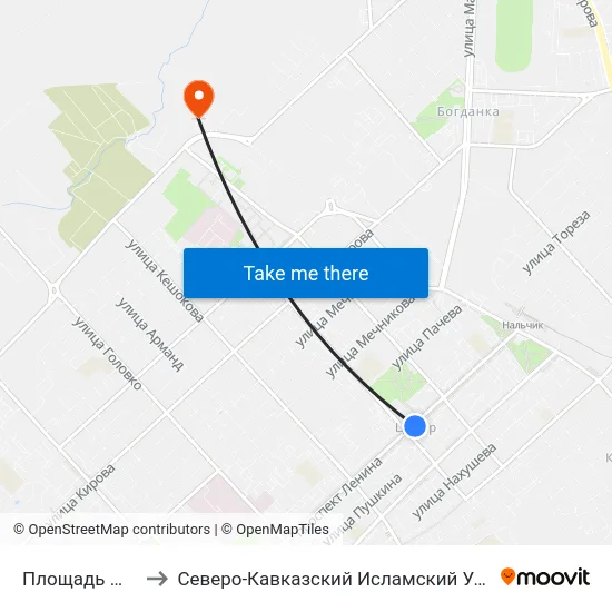 Площадь Марии to Северо-Кавказский Исламский Университет map