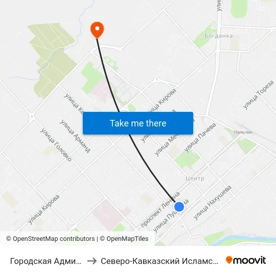 Городская Администрация to Северо-Кавказский Исламский Университет map