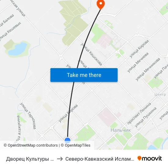 Дворец Культуры Профсоюзов to Северо-Кавказский Исламский Университет map