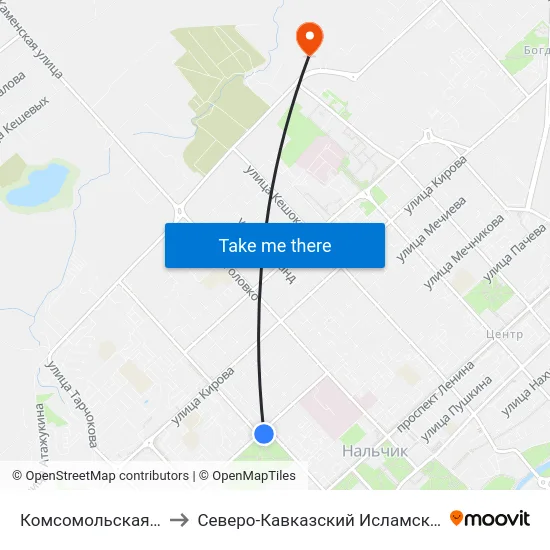 Комсомольская Площадь to Северо-Кавказский Исламский Университет map