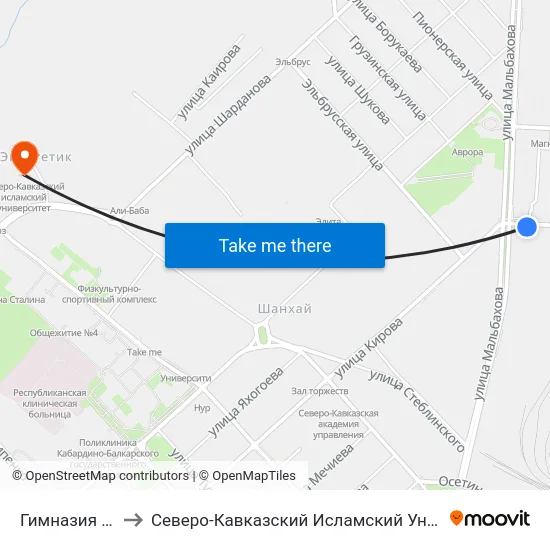 Гимназия №13 to Северо-Кавказский Исламский Университет map