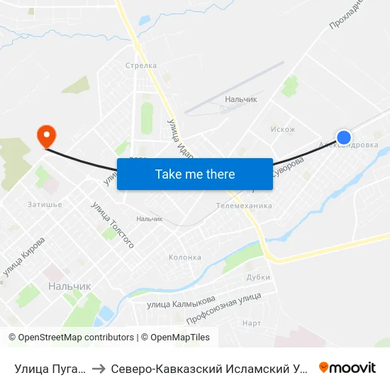 Улица Пугачёва to Северо-Кавказский Исламский Университет map
