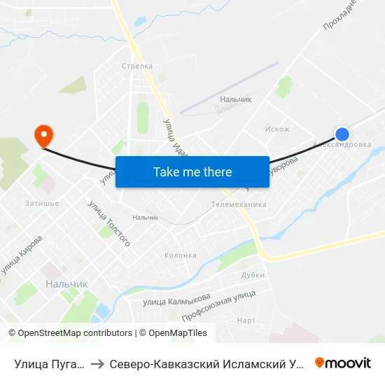Улица Пугачёва to Северо-Кавказский Исламский Университет map