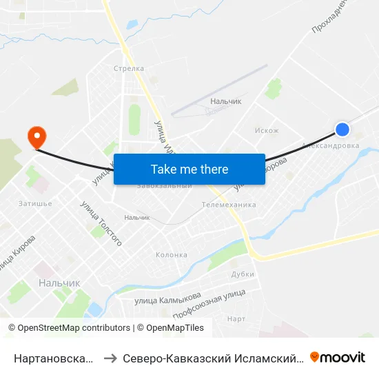 Нартановская Улица to Северо-Кавказский Исламский Университет map