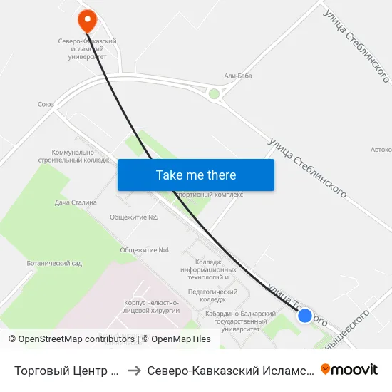 Торговый Центр Университи to Северо-Кавказский Исламский Университет map