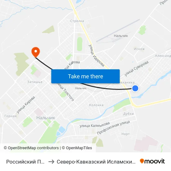 Российский Переулок to Северо-Кавказский Исламский Университет map