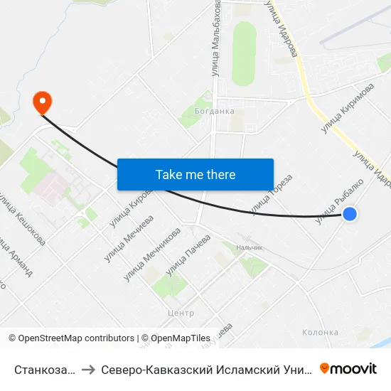 Станкозавод to Северо-Кавказский Исламский Университет map