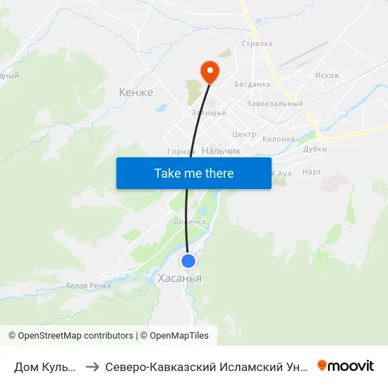 Дом Культуры to Северо-Кавказский Исламский Университет map