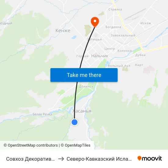 Совхоз Декоративные Культуры to Северо-Кавказский Исламский Университет map