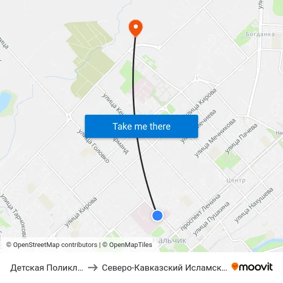 Детская Поликлиника №1 to Северо-Кавказский Исламский Университет map
