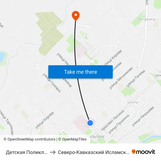 Детская Поликлиника №1 to Северо-Кавказский Исламский Университет map