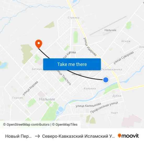 Новый Переулок to Северо-Кавказский Исламский Университет map