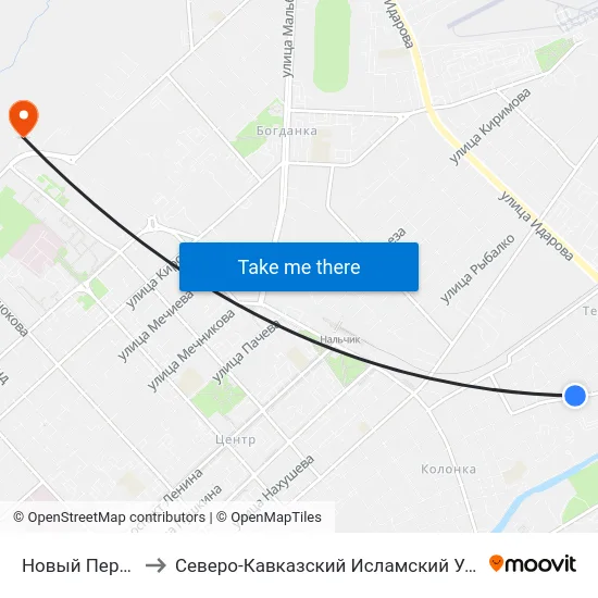 Новый Переулок to Северо-Кавказский Исламский Университет map