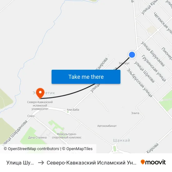 Улица Шукова to Северо-Кавказский Исламский Университет map