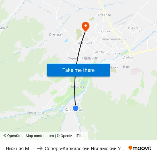 Нижняя Мечеть to Северо-Кавказский Исламский Университет map