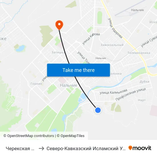 Черекская Улица to Северо-Кавказский Исламский Университет map