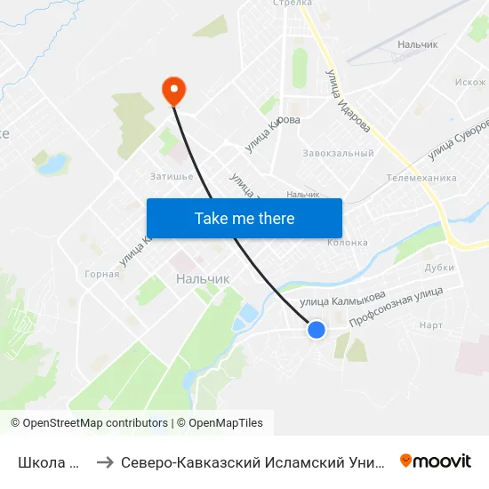 Школа №12 to Северо-Кавказский Исламский Университет map