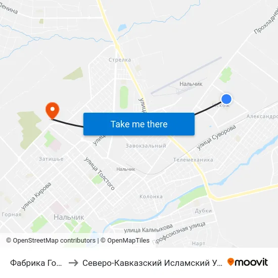 Фабрика Горянка to Северо-Кавказский Исламский Университет map