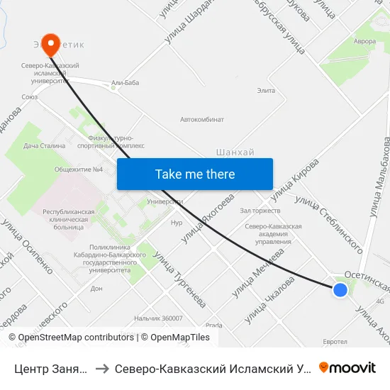 Центр Занятости to Северо-Кавказский Исламский Университет map