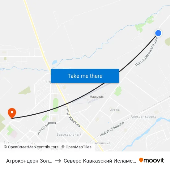Агроконцерн Золотой Колос to Северо-Кавказский Исламский Университет map