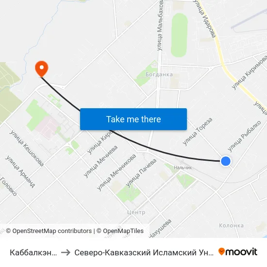 Каббалкэнерго to Северо-Кавказский Исламский Университет map