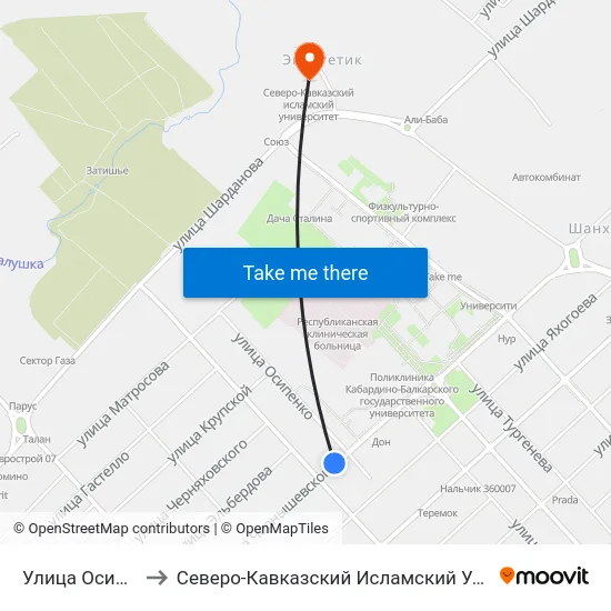 Улица Осипенко to Северо-Кавказский Исламский Университет map