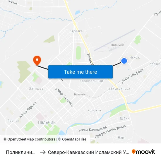 Поликлиника №2 to Северо-Кавказский Исламский Университет map