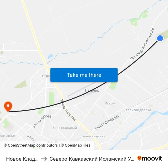 Новое Кладбище to Северо-Кавказский Исламский Университет map