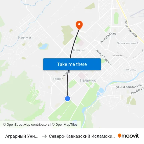 Аграрный Университет to Северо-Кавказский Исламский Университет map