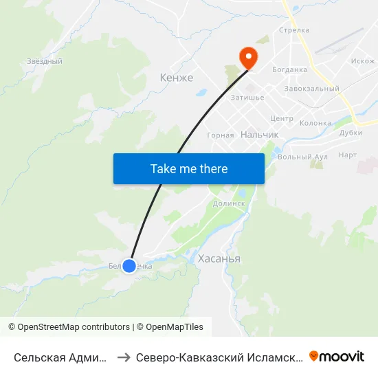 Сельская Администрация to Северо-Кавказский Исламский Университет map