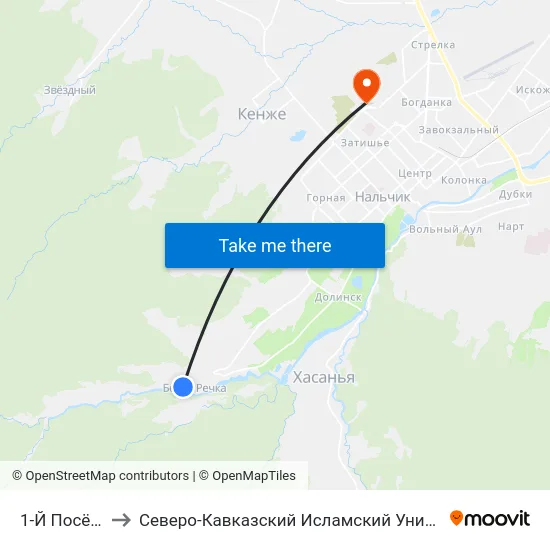 1-Й Посёлок to Северо-Кавказский Исламский Университет map