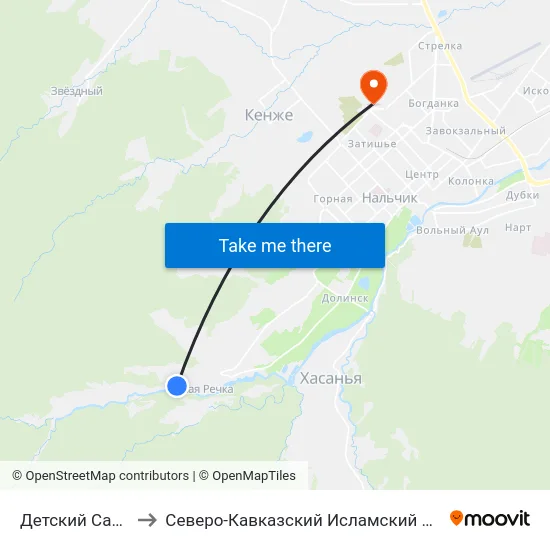 Детский Сад №13 to Северо-Кавказский Исламский Университет map