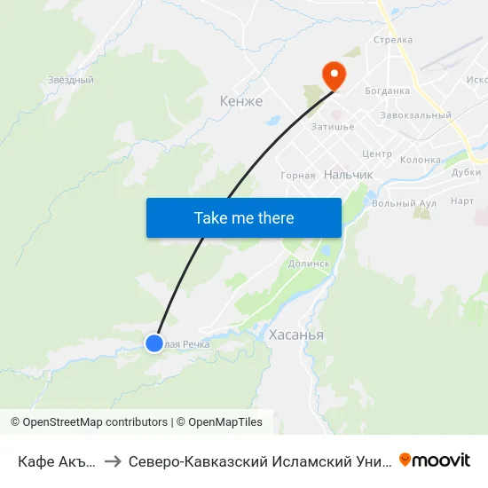 Кафе Акъ Суу to Северо-Кавказский Исламский Университет map